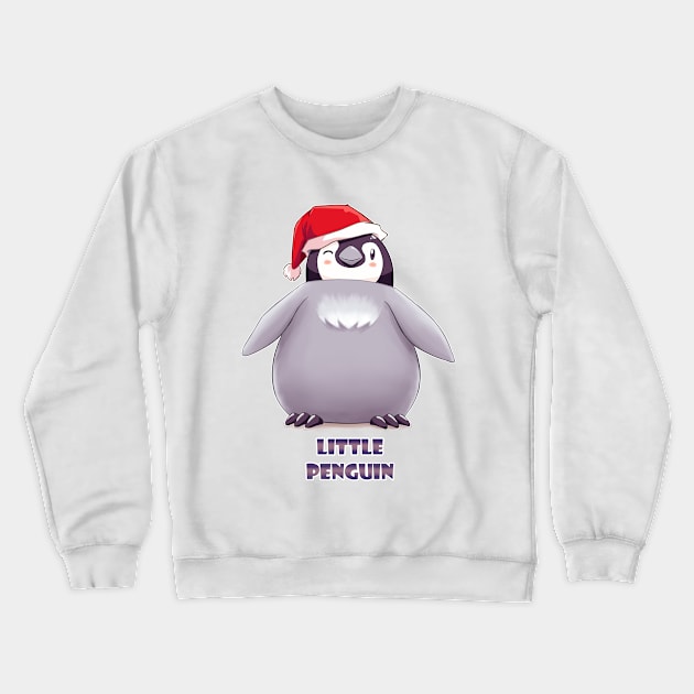 Santa Emperor Penguin Chick (Words) Crewneck Sweatshirt by EdgeKagami